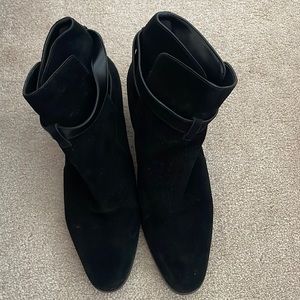 Marc Fisher Razzle Black Suede Buckle Booties